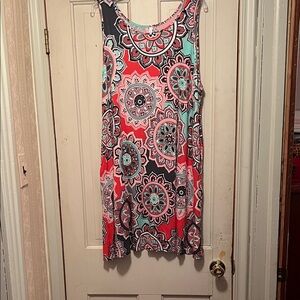 Vibrant Mandala Print Sleeveless Dress